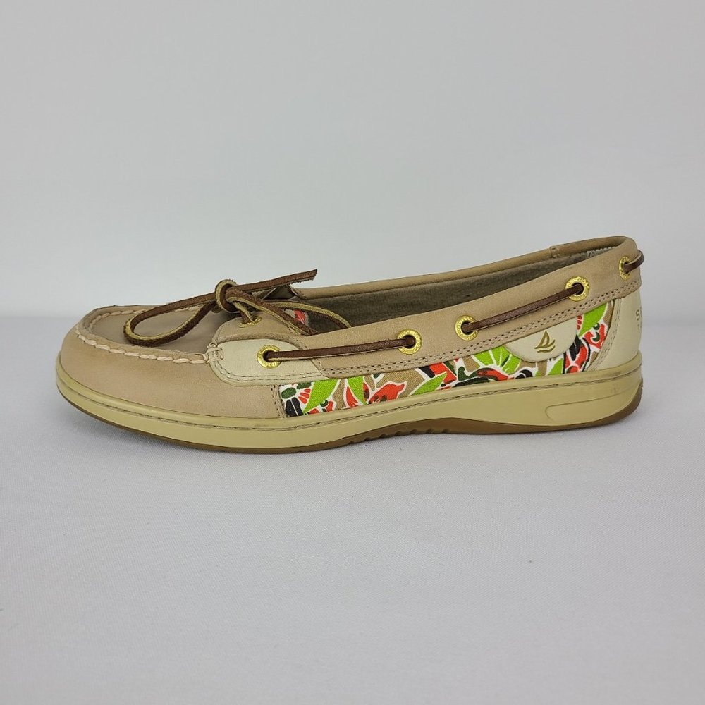 Sperry Top-Sider Tan Flower Print Loafer Size 8